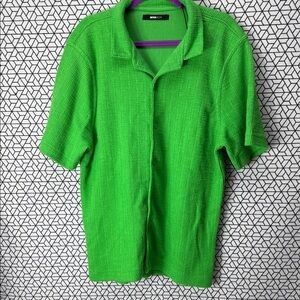 NWT Fashion Nova Men Green Casual Button Down Shirt